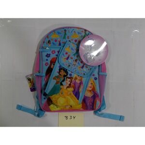 Disney Princess Backpack Set Kids OS Pink Blue NEW 4pc Belle Rapunzel Ariel